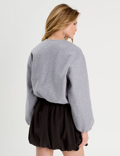 Veste effet boule gris clair femme