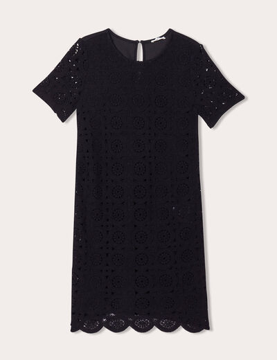 Robe droite crochet noir femme