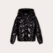 Doudoune aspect vinyle noir femme