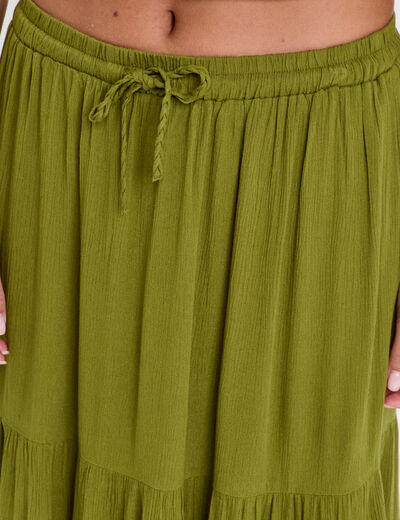 Jupe longue évasée vert foncé femme