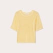 Pull manches courtes ajouré jaune moutarde femme