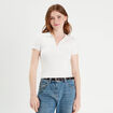 T-shirt manches courtes col polo blanc femme