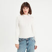 T-shirt poignets fourrure ecru femme