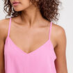Top court col v bretelles fines rose femme