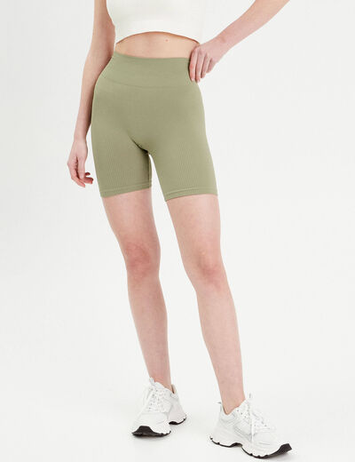 Short cycliste sans couture vert foncé femme