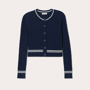 Gilet manches longues ajusté bleu marine femme