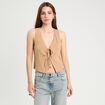 Veston sans manches noué beige femme