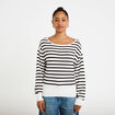 Pull ample manches longues fin blanc femme