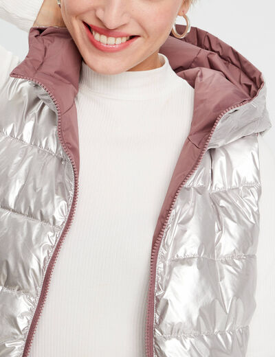 Doudoune réversible vieux rose femme