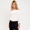 T-shirt c&ocirc;tel&eacute; manches longues ecru femme