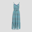 Robe longue évasée bleu femme