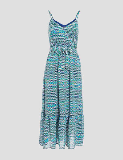 Robe longue évasée bleu femme