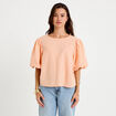 Blouse effet boule manches courtes orange femme