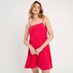 Robe évasée bretelles fines rose framboise femme