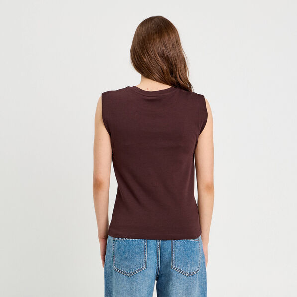 debardeur sans manches marron fonce femme Débardeur sans manches marron foncé femme