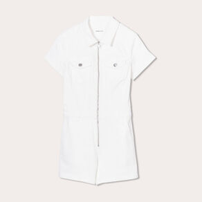 Combishort zippée en jean ecru femme