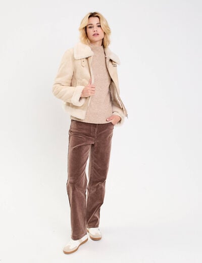 Blouson simili cuir sable femme