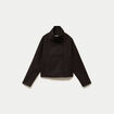 Veste chin&eacute;e col montant manches longues marron fonc&eacute; femme