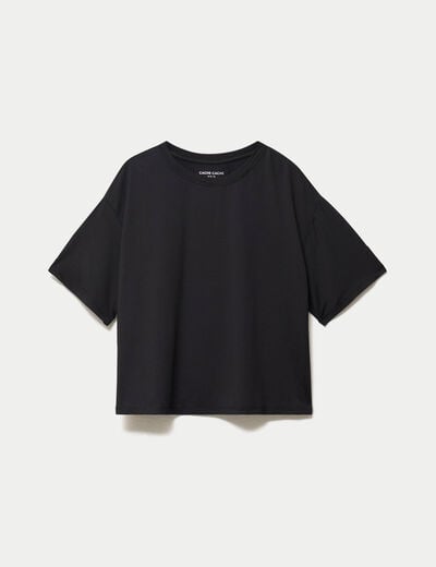 T-shirt col rond manches courtes noir femme
