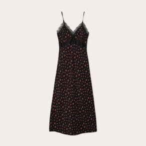 Robe longue droite bretelles noir femme