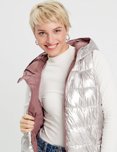 Doudoune réversible vieux rose femme
