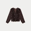 Blouse droite col v manches longues marron femme