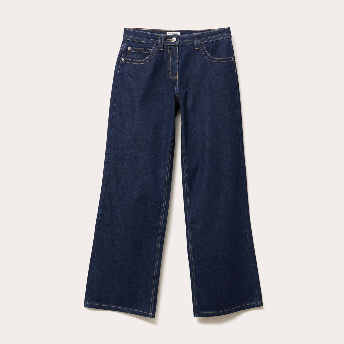 Jeans droit taille basse denim brut femme