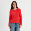 Pull avec boutons épaules rouge femme