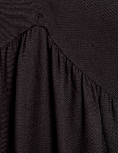 Robe évasée manches longues noir femme