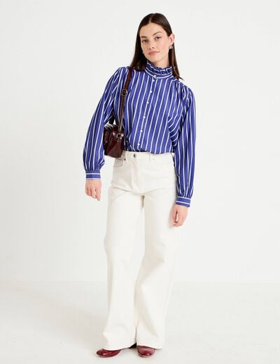 Chemise oversize manches longues bleu femme