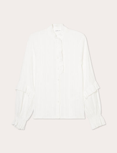 Chemise manches longues volants ecru femme