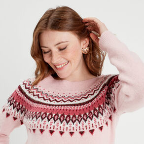 Pull manches longues rose pastel femme