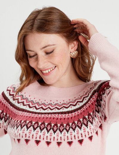 Pull manches longues rose pastel femme