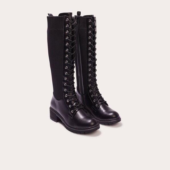 bottes crantees avec lacets noir femme Bottes crantées avec lacets noir femme