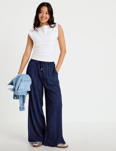 Pantalon bootcut taille standard bleu femme