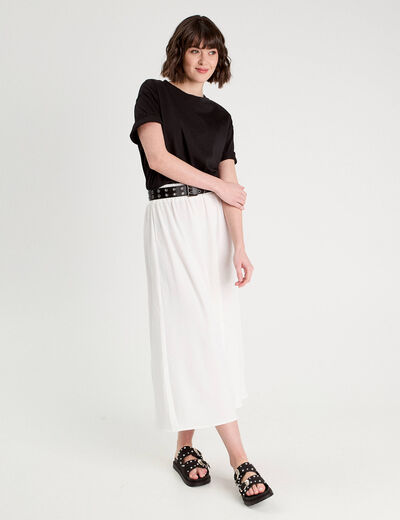 Jupe longue évasée ecru femme