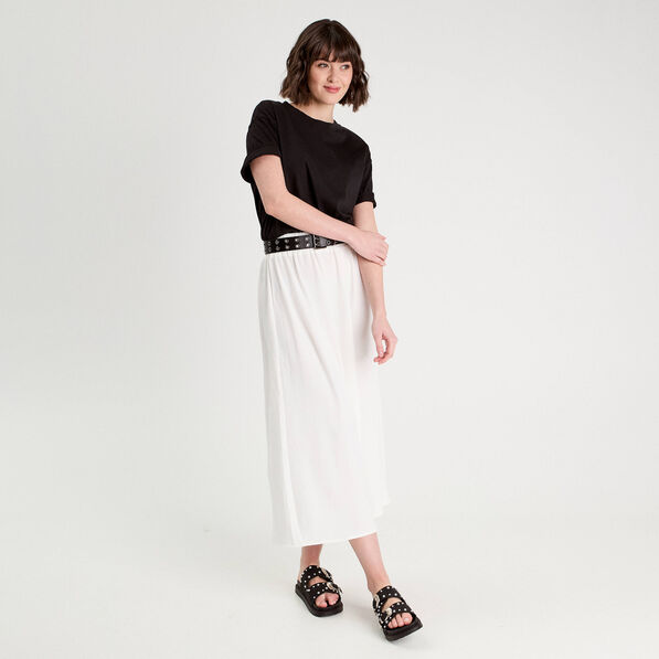 Jupe longue évasée ecru femme
