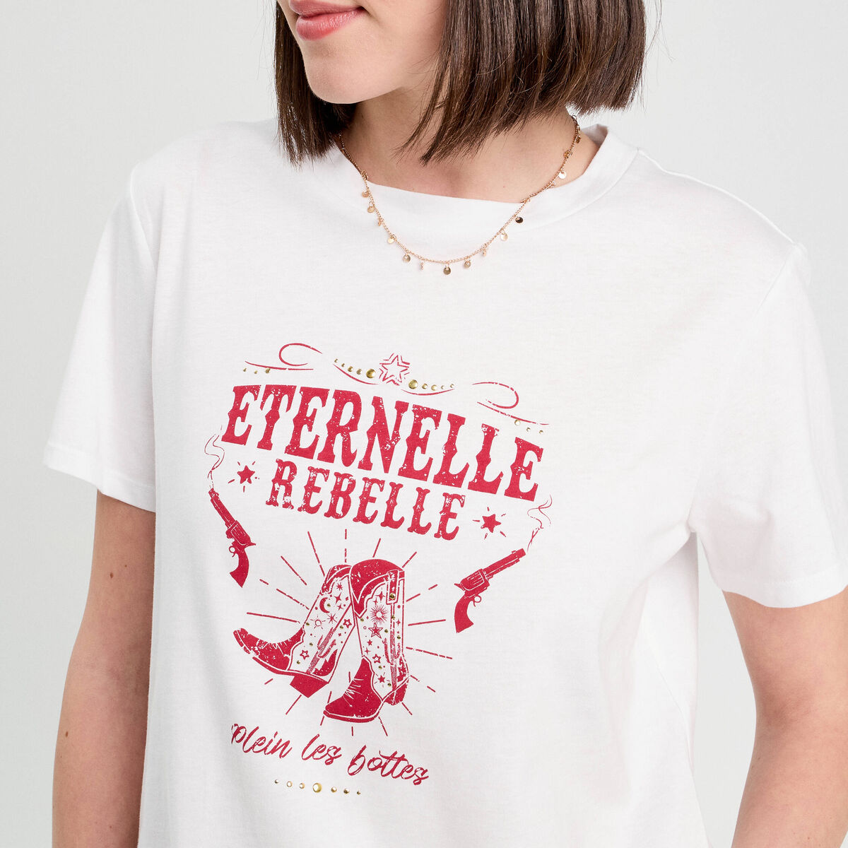 T-shirt manches courtes blanc femme