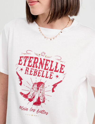 T-shirt manches courtes blanc femme