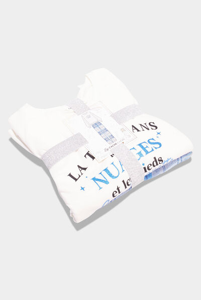 Ensemble pyjama 2 pièces bleu pastel femme