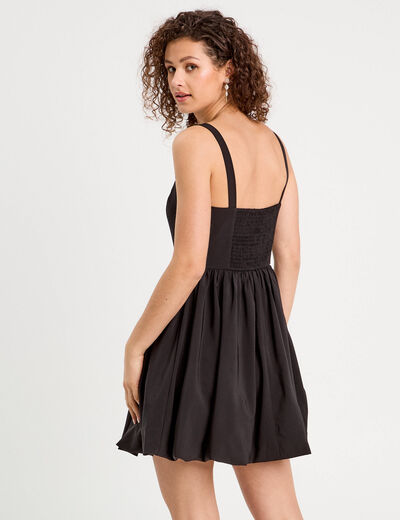 Robe évasée effet boule noir femme