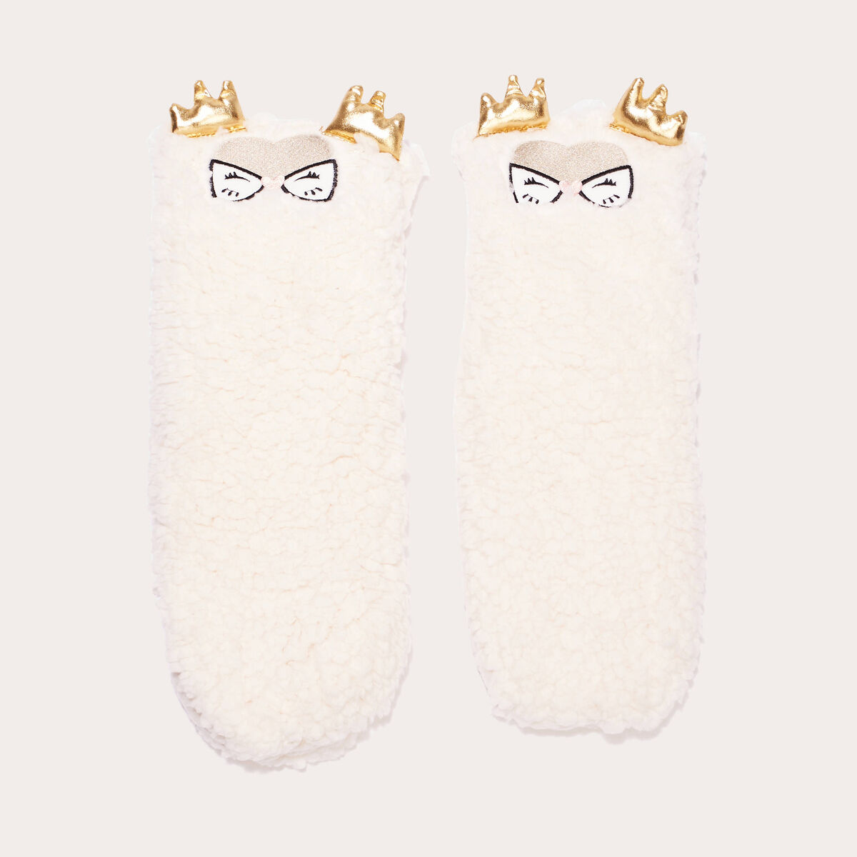 Chaussettes d'intérieur ecru femme
