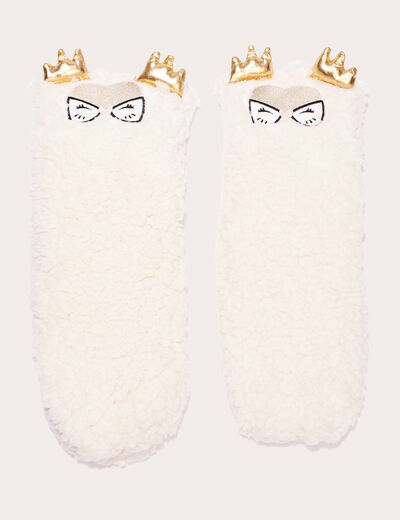 Chaussettes d'intérieur ecru femme