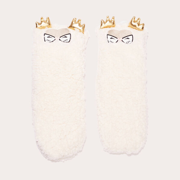 Chaussettes d'intérieur ecru femme