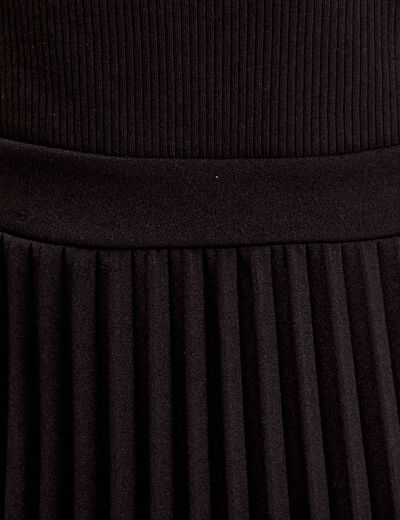 Robe droite plissée noir femme