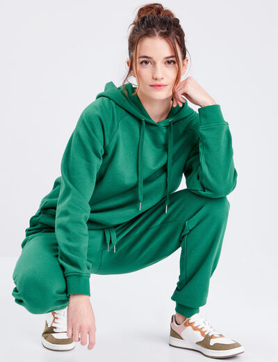 Sweat à capuche vert femme
