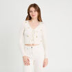 Gilet avec broderie ecru femme