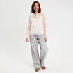 Blouse dentelle manches longues ecru femme