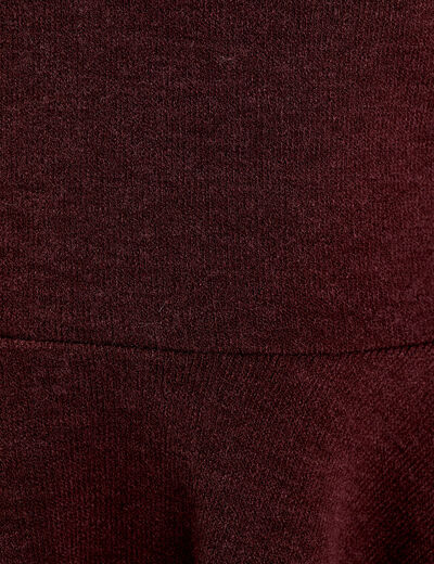 Pull ajusté court manches longues bordeaux femme