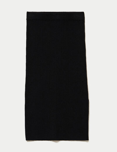 Jupe ajust&eacute;e longueur 3/4 noir femme